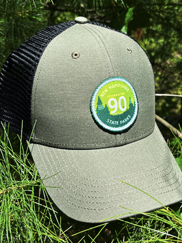 parks 90th anniversary trucker hat olive green with patch