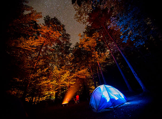 night sky above pillsbury campsite