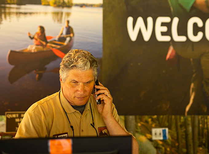 male retiree employee at front desk pawtuckaway