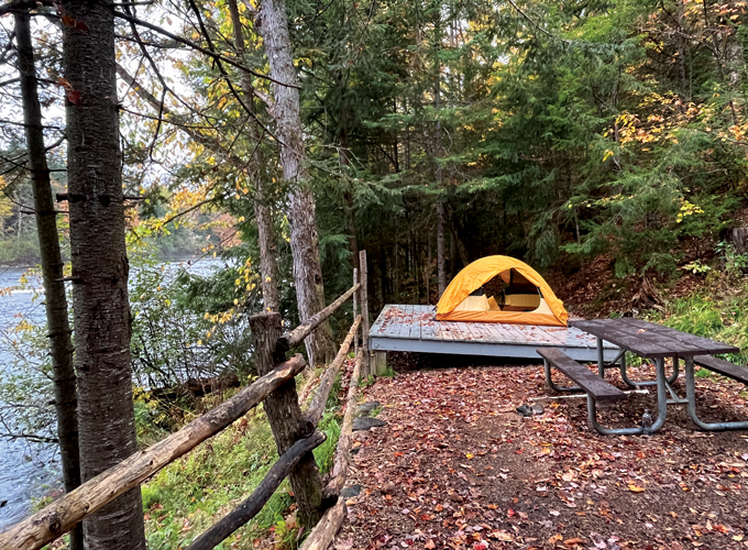 tent on platform at mollidgewock state park