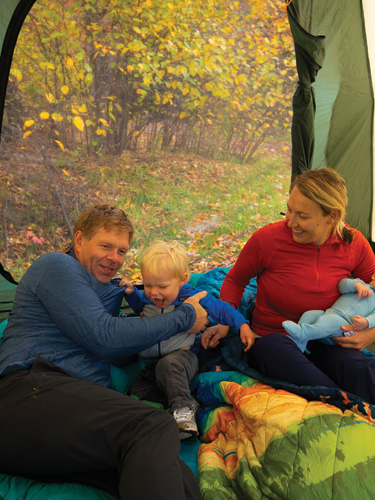 family in tent at mollidgewock state park