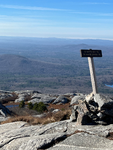 monadnock summit with trail sign
