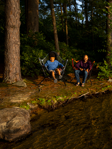 father and son lakeside at pawtuckaway campground