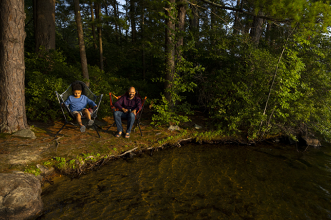 father and son lakeside at pawtuckaway campground