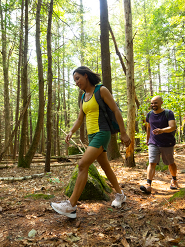 family hiking at pawtuckaway state park
