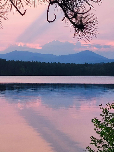 white lake pink sunset