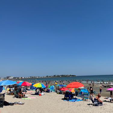 beach umbrellas in summer on hampton beach