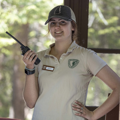 park employee at booth