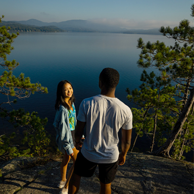 young couple hiking in wellington state park