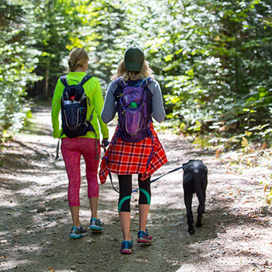 A couple hiking in a park