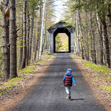 A rail trail in a New Hampshire park