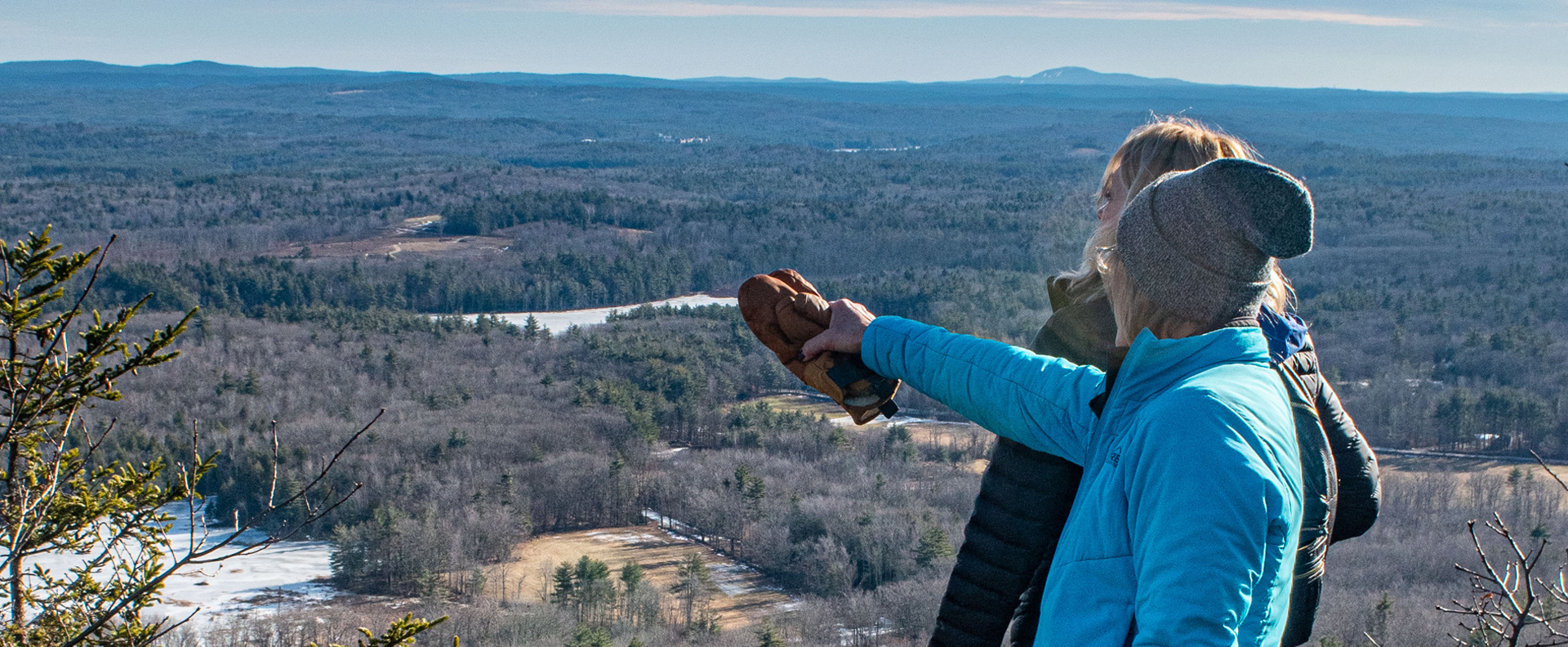 2 women at mt monadnock overlook - first day hike 