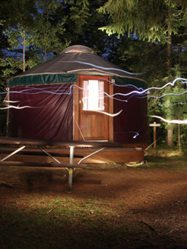 milan hill state park yurt at night