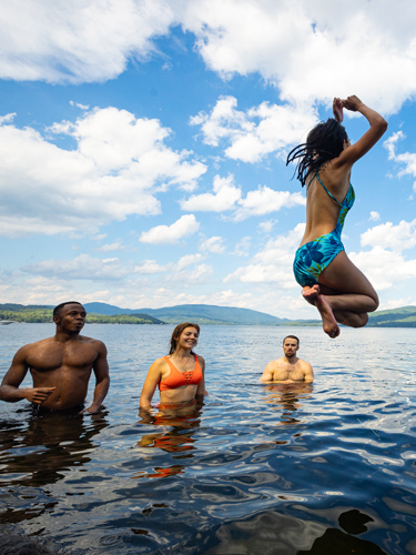 millennials swimming at nh state park