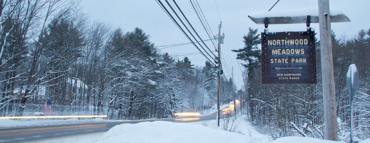 northwood state park entrance and sign in winter