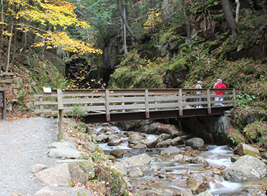 Stairs up rockside with river