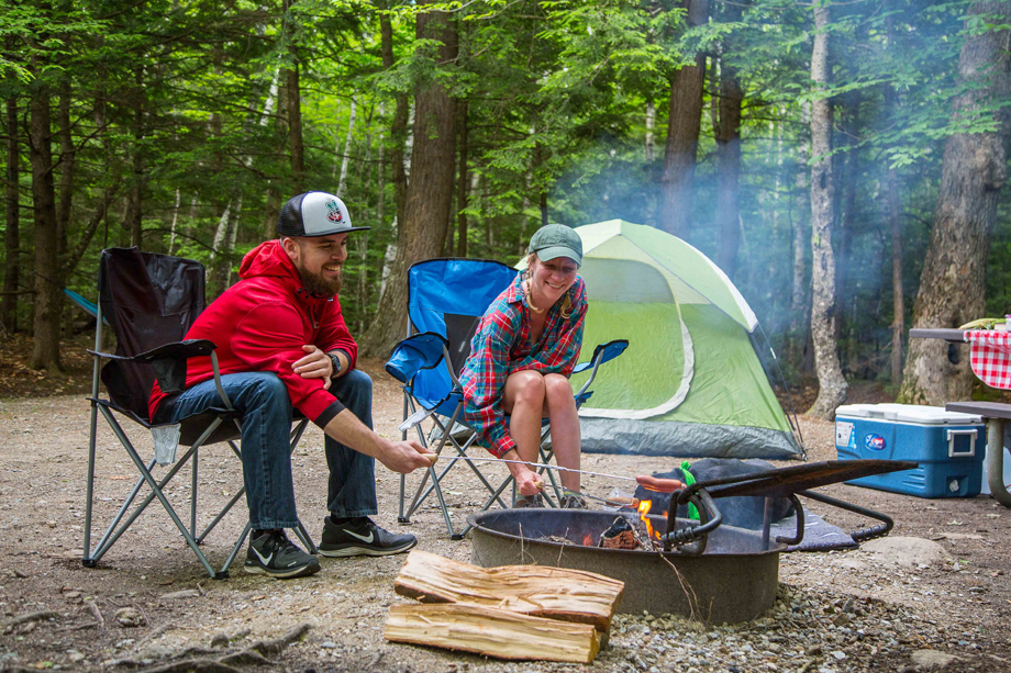 campers at campfire at dry river campground 