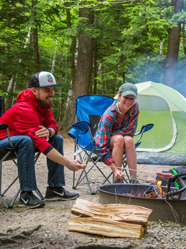 campers at campfire at dry river campground 