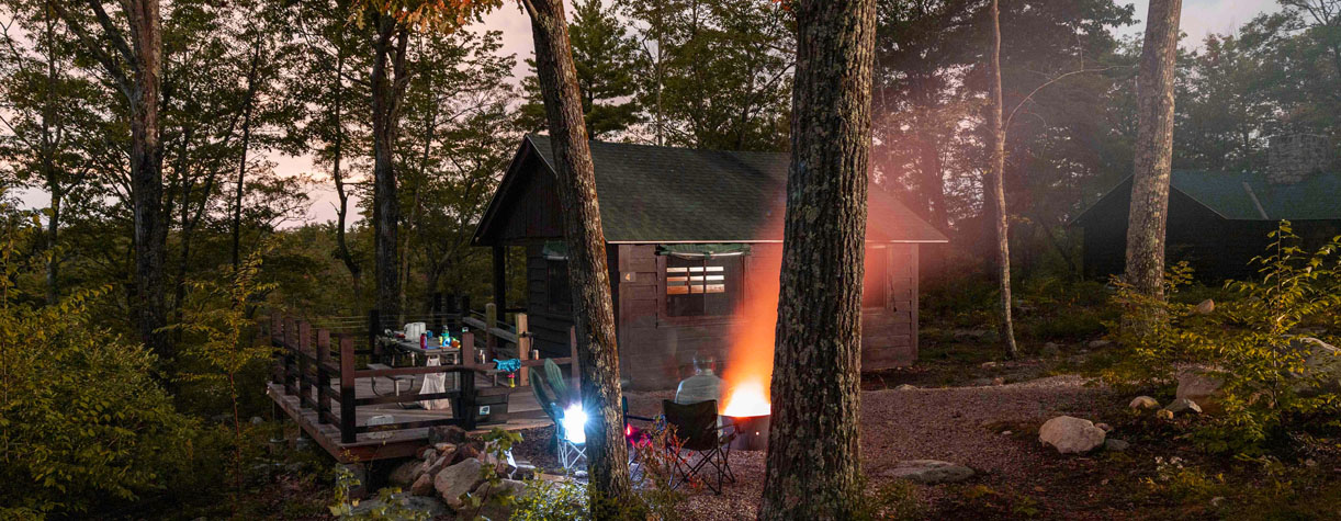 bear hill cabins at night