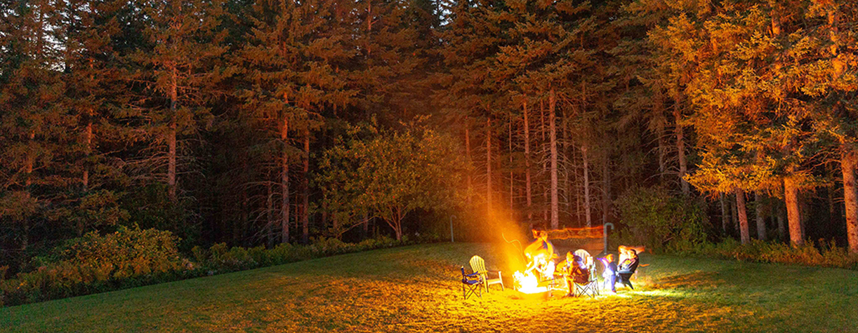 coleman lodges fire ring at night