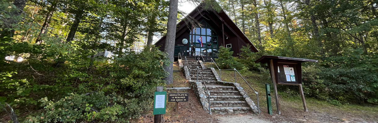 A-frame park office at greenfield state park
