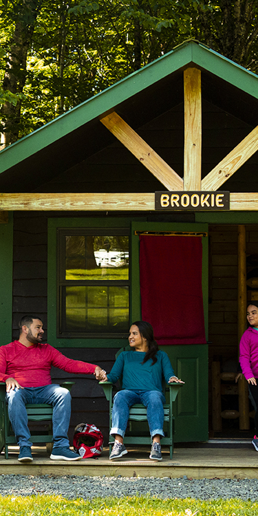 couple at camper cabin in coleman state park