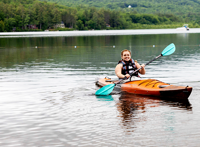 girl kayaking at wadleigh state park