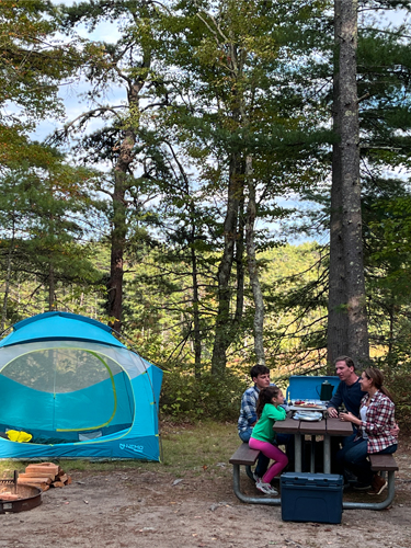 family tent camping at greenfield state park