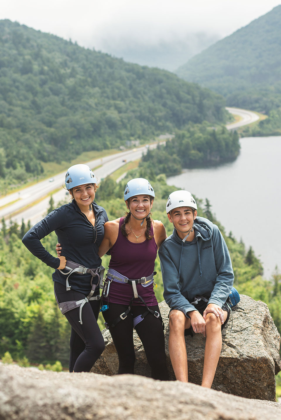family climbing on artists bluff