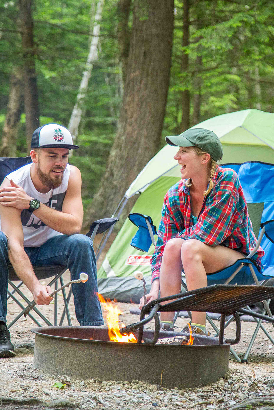 campfire by a lake