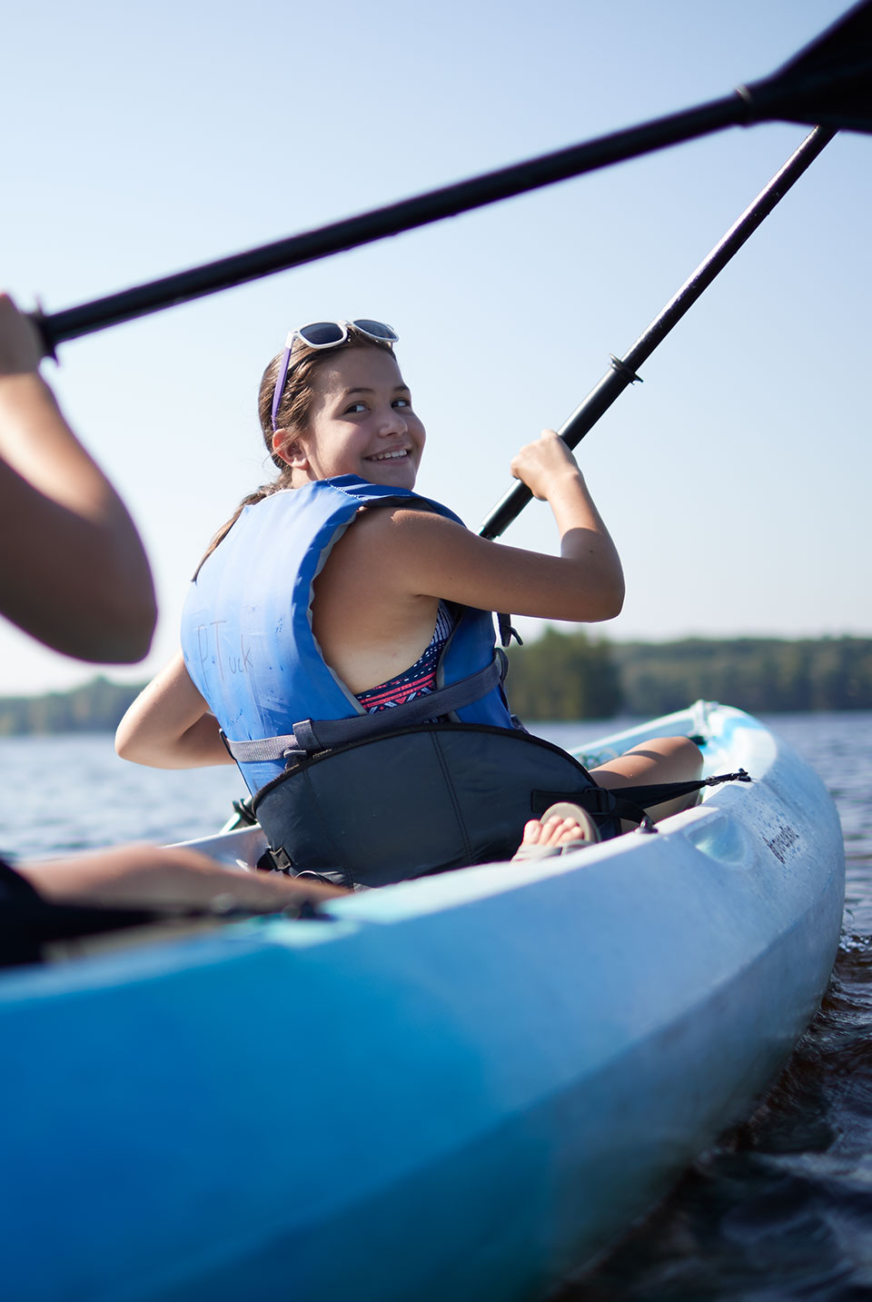 family kayaking