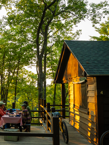 bear hill cabins with mt bikers at bear brook state park