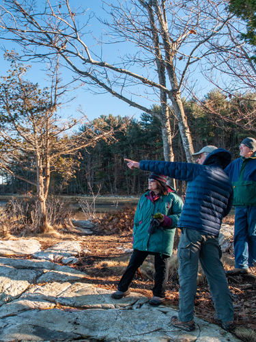 first day hike with people looking toward wentworth coolidge mansion