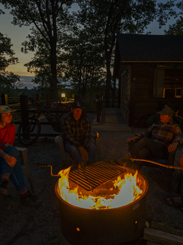 camping at night at bear hill cabins