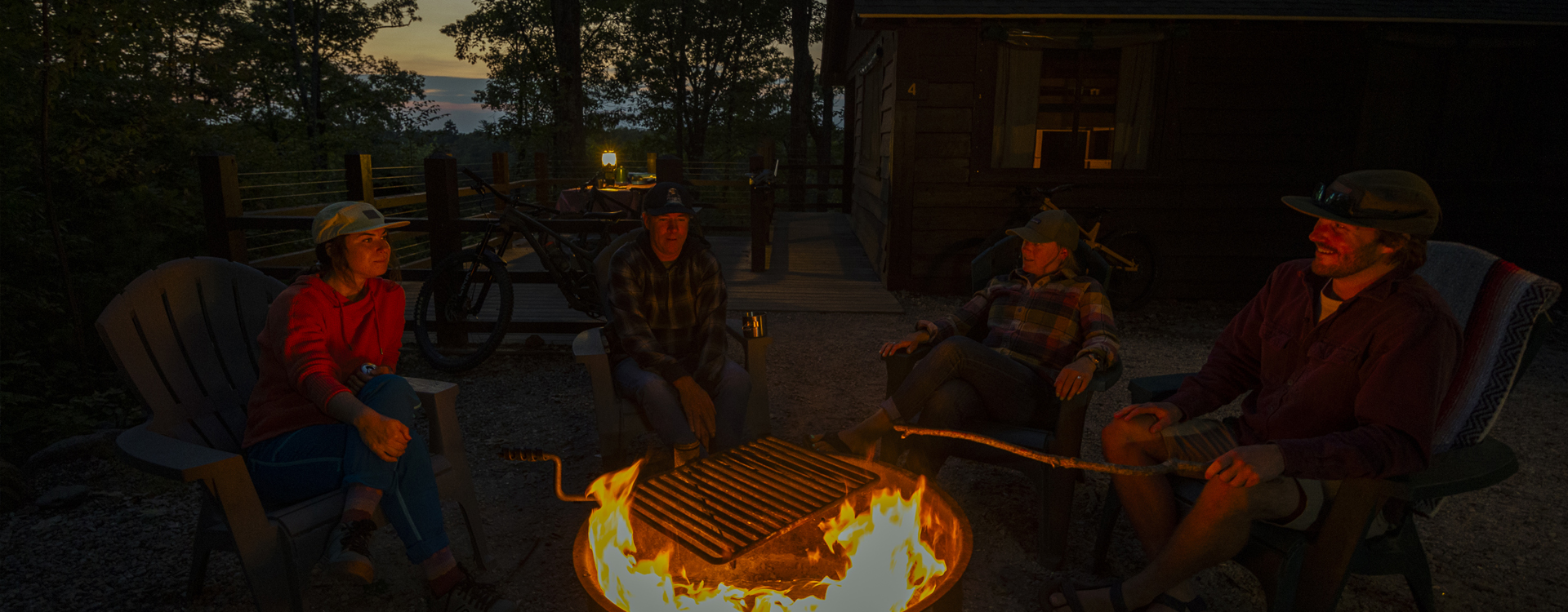 camping at night at bear hill cabins