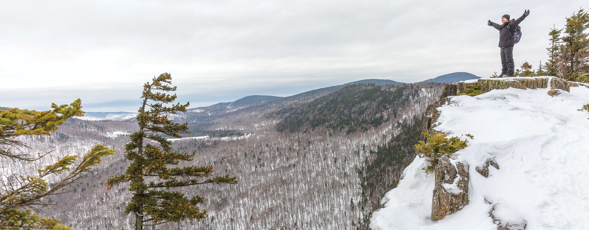 hiker in dixville notch state park