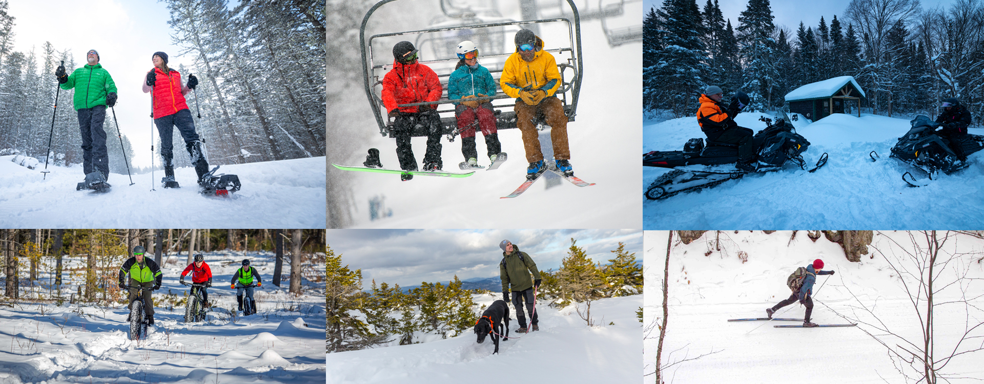 collage of winter activities in nh state parks 