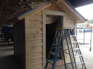 unfinished hut in barn