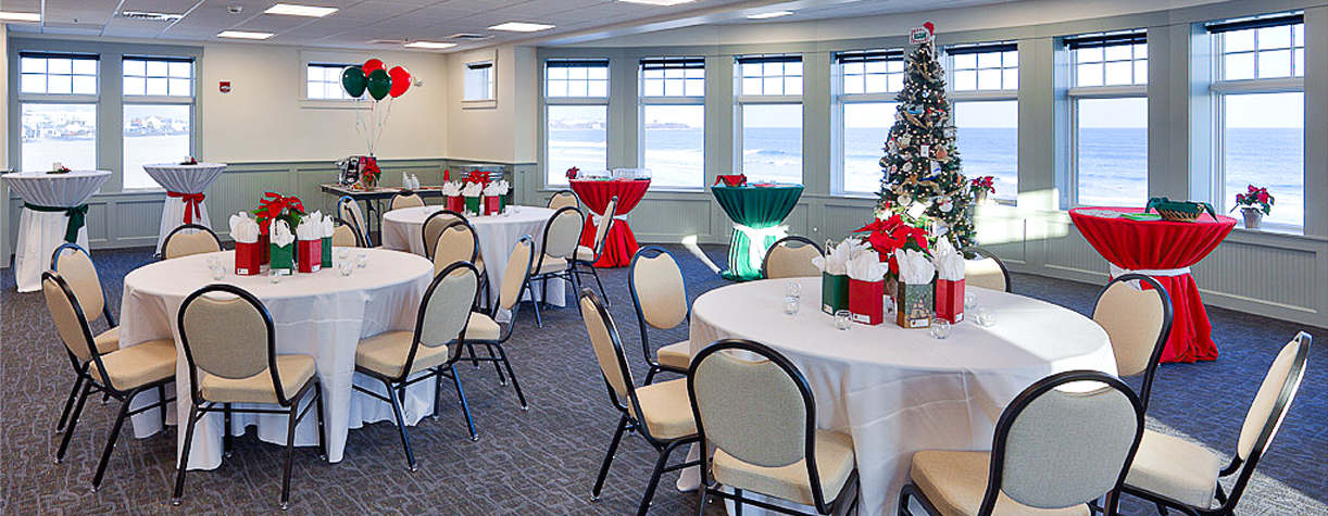 seashell event space christmas party setup