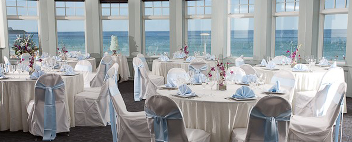 summer wedding set up at seashell event space