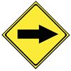 right arrow yellow caution sign