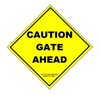 caution gate ahead yellow sign