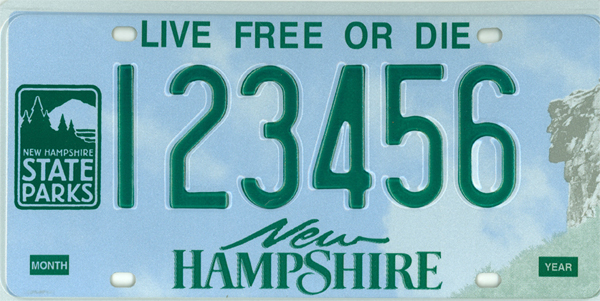 Original Nummernschild License Plate USA New Hampshire State Parks Plaque Targa 
